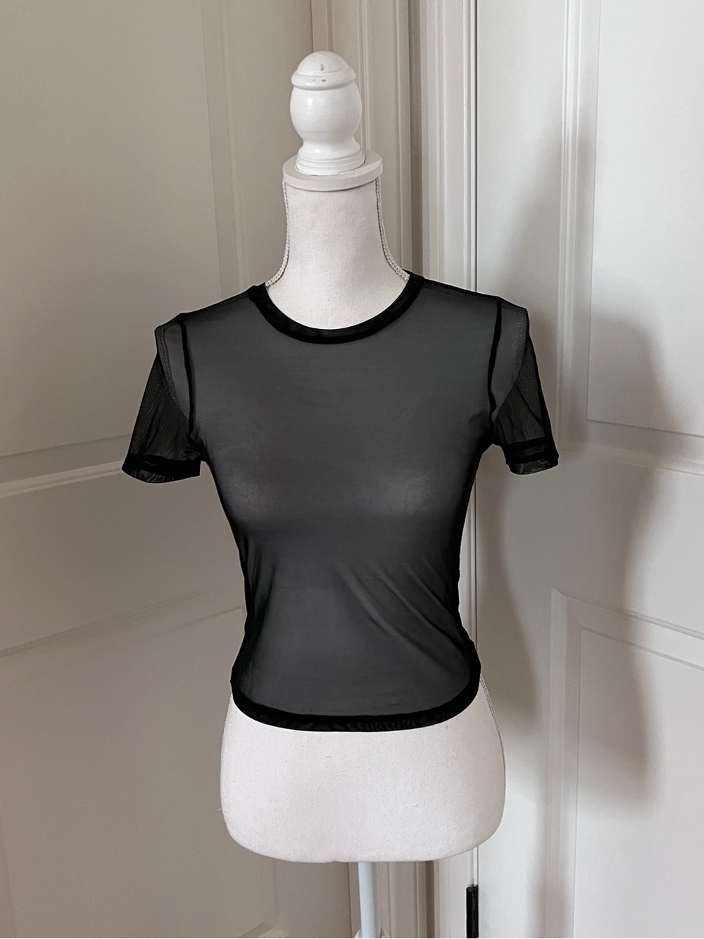 SHEIN Black Short-Sleeve Sheer Mesh Tee